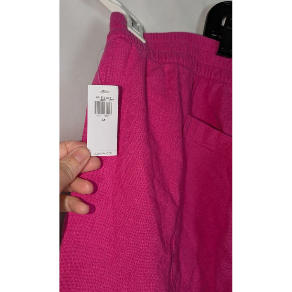 Old Navy Shorts 3X NWT Pink Linen Blend Elastic Waist Pull On Barbiecore Plus - Picture 6 of 8